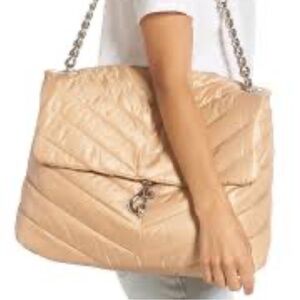 Rebecca Minkoff Edie Nylon Jumbo Flap Elegant Tan Nude Quilted Shoulder Bag